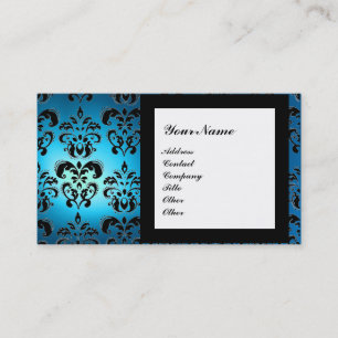 DAMAST-EDELSTEIN-MONOGRAMM blau Visitenkarte