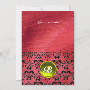 DAMAST-EDELSTEIN-MONOGRAMM lila Seide Einladung