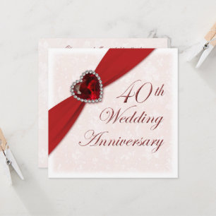 Damast-Einladung zur 40. Hochzeitstag-Feier Einladung