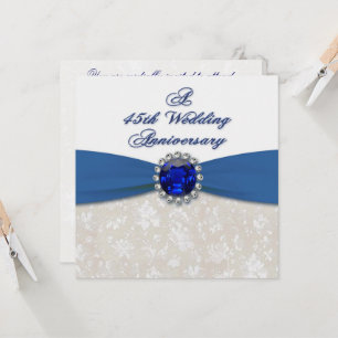 Damast-Einladung zur 45. Hochzeitstag-Feier Einladung