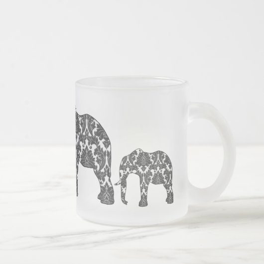 Damast-Elefant-Muster-Tasse Mattglastasse (Rechts)