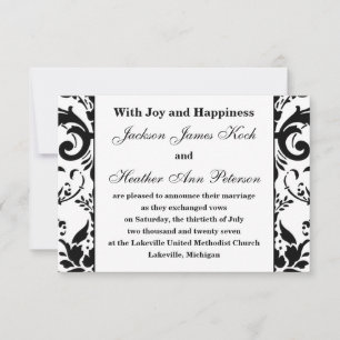Damast Elegant Formal - 3x5 Hochzeitsankündigung Einladung