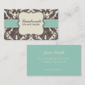 Damast elegantes modernes Mit Blumenbrown beige Visitenkarte (Vorne/Hinten)