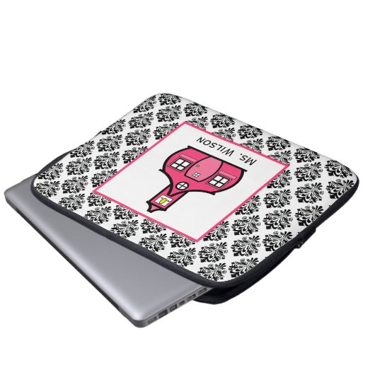 Damast-Elektronik-Tasche für Lehrer Laptopschutzhülle (Vorne Knopf)