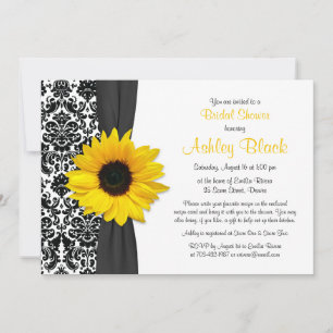 Damast-Gelbe-Sonnenblumen-Rezept-Brautjunggesellin Einladung