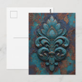Damast geprägte Fleur-De-Lis Postkarte (Vorne/Hinten)