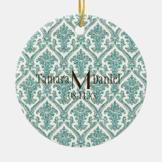 Damast-Glitzer Keramik Ornament (Vorne)