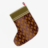 Damast-Gold auf Burgunder viktorianisch Großer Weihnachtsstrumpf (Rückseite (Hängend))