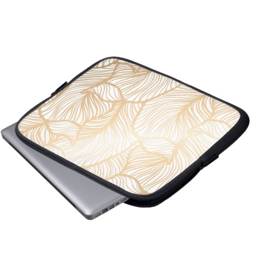 Damast-Goldblumenmuster Laptopschutzhülle (Vorne Knopf)