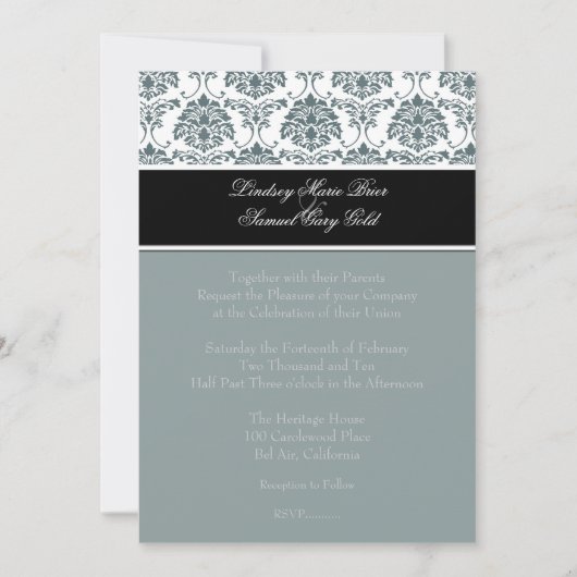 Damast/Graphit/Schiefer/Schwarz Einladung (Vorderseite)