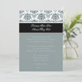 Damast/Graphit/Schiefer/Schwarz Einladung (Stehend Vorderseite)