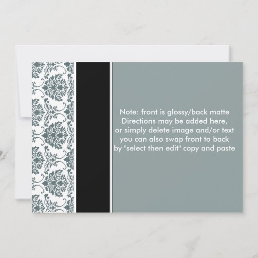 Damast/Graphit/Schiefer/Schwarz Einladung (Rückseite)