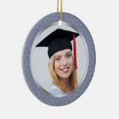 Damast-graue blaue Abschluss-Foto Verzierung Keramikornament (Rechts)