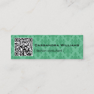 Damast grüner QR CODE MiniVisitenkarten Mini Visitenkarte