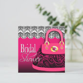 Damast-Handtaschen-Paisley-Geldbeutel-Brautparty Einladung (Stehend Vorderseite)