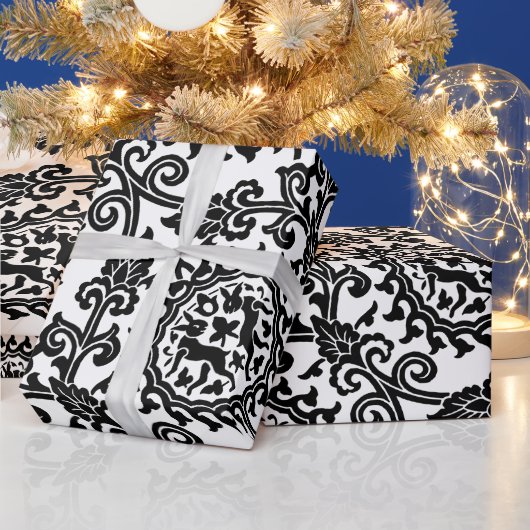 Damast-Hasen-Muster Geschenkpapier (Feiertage)