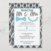 Damast-Herr und Frau Shower Invitation (2) Einladung (Vorne/Hinten)