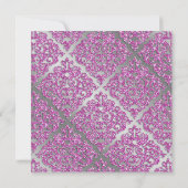 Damast-Hochzeit laden Schein-silbernes Rosa ein Einladung (Rückseite)