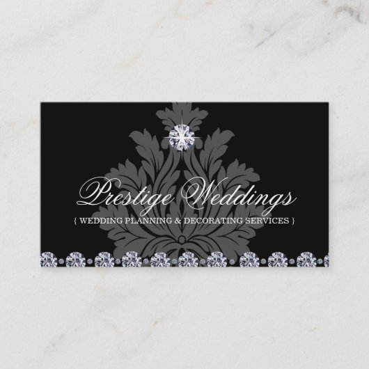 Damast-Hochzeits-Planer-Visitenkarte Visitenkarte (Vorderseite)