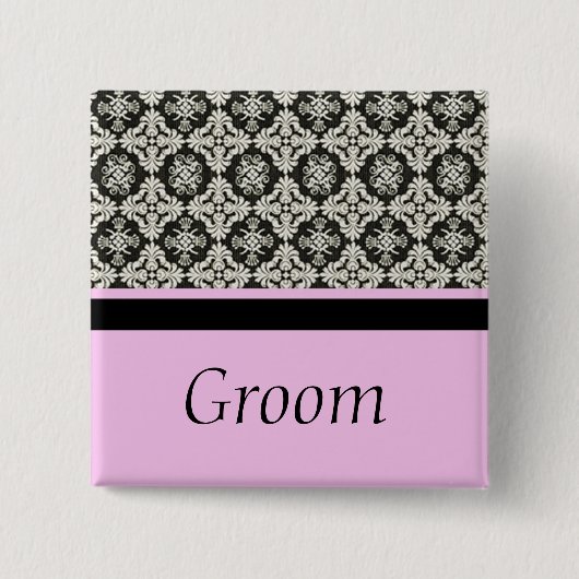 Damast-Hochzeitsknopf für Bräutigam Button (Vorderseite)
