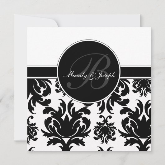 Damast-Hochzeitsmonogrammkarten (Vorderseite)