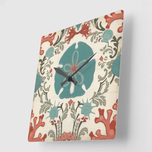 Damast II Quadratische Wanduhr (Winkel)