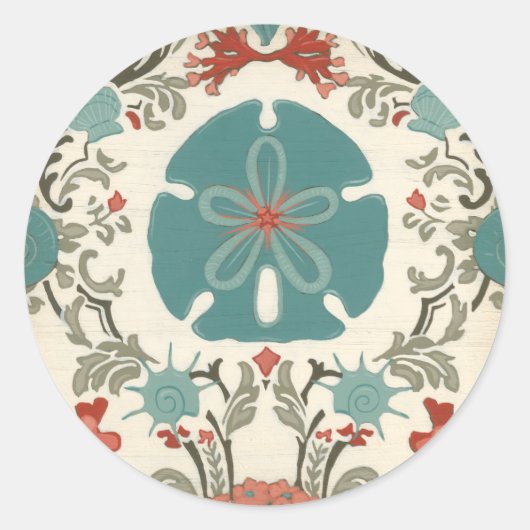 Damast II Runder Aufkleber (Vorderseite)