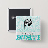 Damast-karierte Flagge Button (Vorne & Hinten)