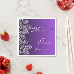 Damast königslila Hochzeitspapier Servietten