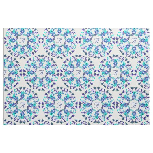 Damast kreist Muster ein. Monogramm Stoff (Fat Quarter (45,7 x 55,9 cm))