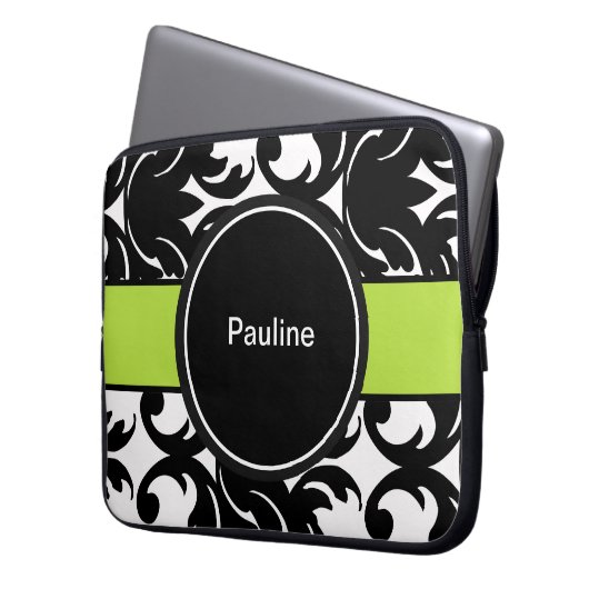 Damast-Laptop Sleeves Monogramm (Vorderseite Links)