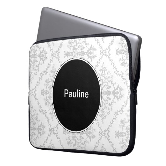 Damast-Laptop Sleeves Monogramm (Vorderseite Links)
