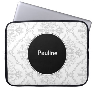 Damast-Laptop Sleeves Monogramm