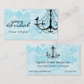 Damast-Leuchter-Geschäft Karte-Aqua 2 Visitenkarte (Vorne/Hinten)