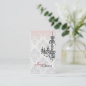 Damast-Leuchter-Visitenkarte (Pfirsich) Visitenkarte (Stehend Vorderseite)