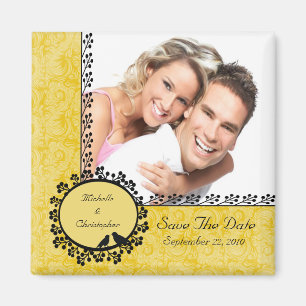 Damast-Liebe-Vogel-Foto-Save the Date Magnet