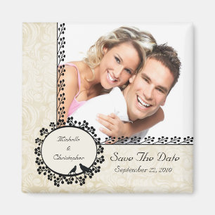 Damast-Liebe-Vogel-Foto-Save the Date Magnet
