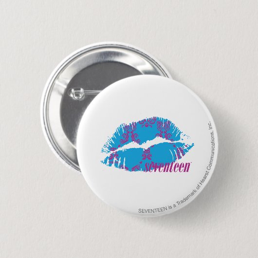 Damast Lila-Aqua Button (Vorne & Hinten)