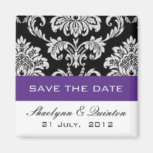 Damast-lila Save the Date Wedding Mitteilung Magnet