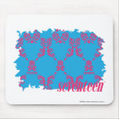 Damast Magentarot-Aqua 4 Mousepad (Vorne)