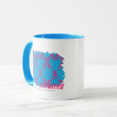 Damast Magentarot-Aqua 4 Tasse (Vorderseite Links)