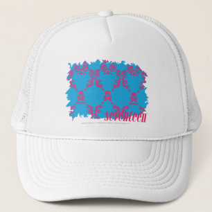 Damast Magentarot-Aqua 4 Truckerkappe