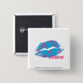 Damast Magentarot-Aqua Button (Vorne & Hinten)