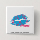 Damast Magentarot-Aqua Button (Vorderseite)