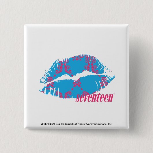 Damast Magentarot-Aqua Button (Vorderseite)