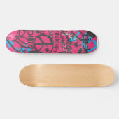 Damast Magentarot-Aqua, Graffiti Skateboard (Horizontal)