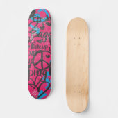 Damast Magentarot-Aqua, Graffiti Skateboard (Vorderseite)