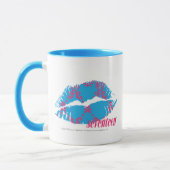 Damast Magentarot-Aqua Tasse (Links)