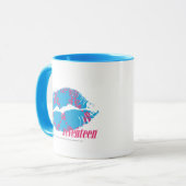 Damast Magentarot-Aqua Tasse (Vorderseite Links)