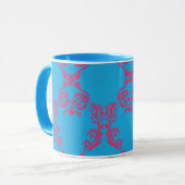 Damast Magentarot-Aqua Tasse (Vorderseite Links)